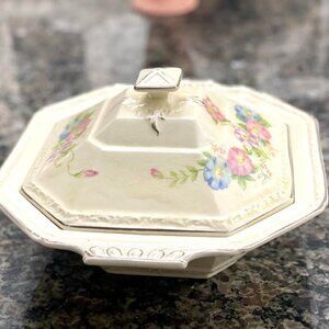 Vintage Edwin P Knowles Tureen Covered Serving Dish With Platinum Trim Serveware